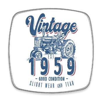 Oldtimer Traktor Farmer Geburtstag Jahrgang 1959 - Viereckiger Kühlschrankmagnet - Weiß - Vorne