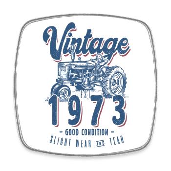 Oldtimer Traktor Farmer Geburtstag Jahrgang 1973 - Viereckiger Kühlschrankmagnet - Weiß - Vorne