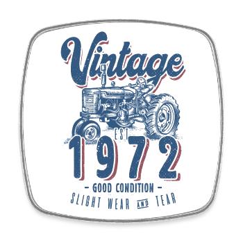 Oldtimer Traktor Farmer Geburtstag Jahrgang 1972 - Viereckiger Kühlschrankmagnet - Weiß - Vorne