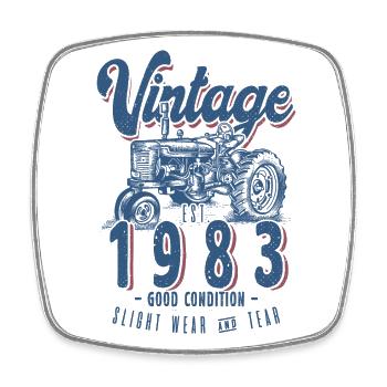 Oldtimer Traktor Farmer Geburtstag geboren 1983 - Viereckiger Kühlschrankmagnet - Weiß - Vorne