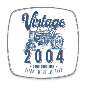 Oldtimer Traktor Bauer Geburtstag Jahrgang 2004 - Viereckiger Kühlschrankmagnet - Weiß - Vorne