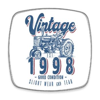 Anniversaire Agriculteur Tracteur Vintage Né En 1998 - Magnet carré - blanc - Devant