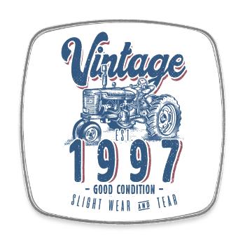 Oldtimer Traktor Bauer Geburtstag Jahrgang 1997 - Viereckiger Kühlschrankmagnet - Weiß - Vorne