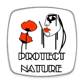 Protect Nature Portrait Mohnblumen & Bienen - Viereckiger Kühlschrankmagnet - Weiß - Vorne