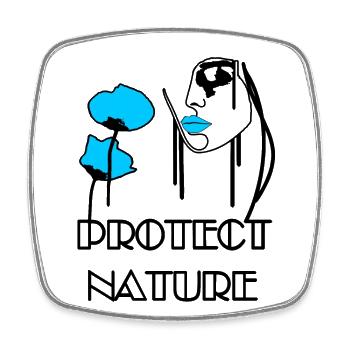 Protect Nature - Blue Poppy and Bee Portrait - Square fridge magnet - white - Front