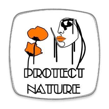 Protect Nature Portrait of orange poppies and bees - Square fridge magnet - white - Front