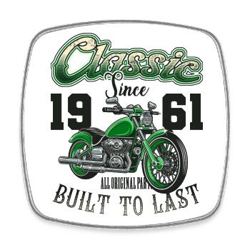 Motorcycle Bikers Motorbike Birthday Born In 1961 - Square fridge magnet - white - Front