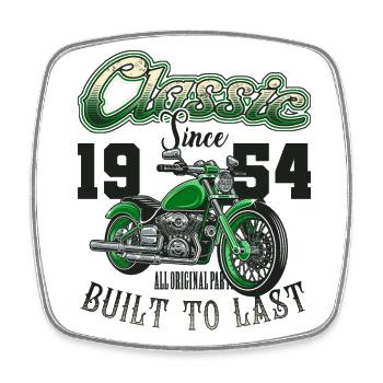 Motorcycle Bikers Motorbike Birthday Born In 1954 - Square fridge magnet - white - Front