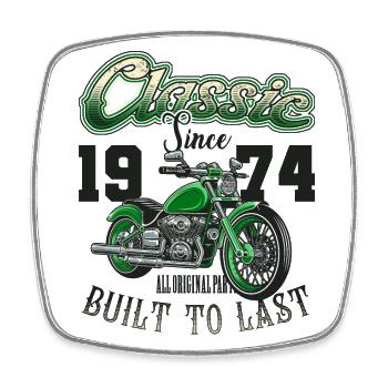 Motorcycle Bikers Motorbike Birthday Born In 1974 - Square fridge magnet - white - Front