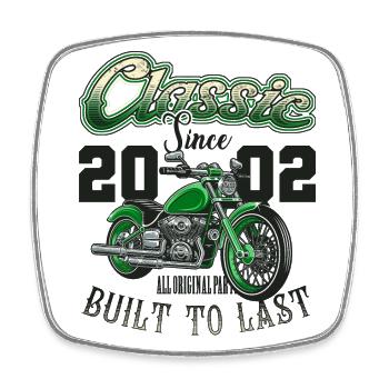 Motorcycle Bikers Motorbike Birthday Born In 2002 - Square fridge magnet - white - Front