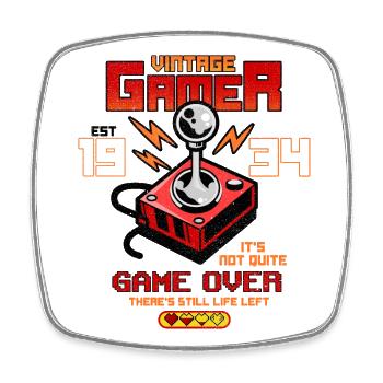 Vintage Gamer Since 1934 Funny Birthday Gaming - Square fridge magnet - white - Front