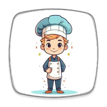 A cute chef - Square fridge magnet - white - Front
