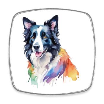 Border Collie Watercolors - Square fridge magnet - white - Front