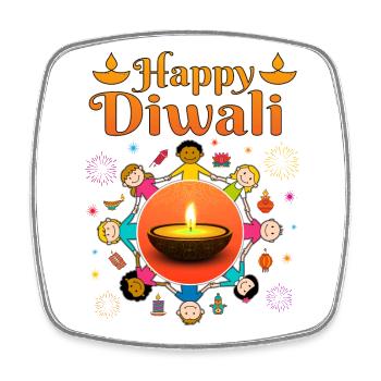 Frohes Diwali für Kinder Deepavali wünscht - Viereckiger Kühlschrankmagnet - Weiß - Vorne