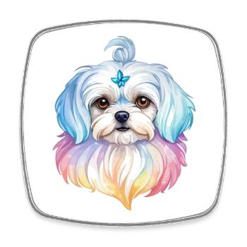 Malteser Watercolors - Square fridge magnet - white - Front