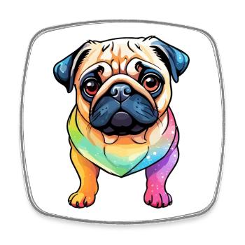 Mops Wasserfarben - Viereckiger Kühlschrankmagnet - Weiß - Vorne