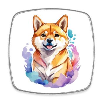 Shiba Inu Watercolors - Square fridge magnet - white - Front