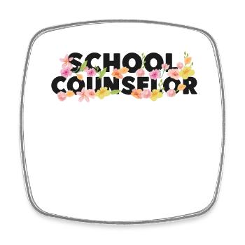 School Counselor Flower Floral - Square fridge magnet - white - Front