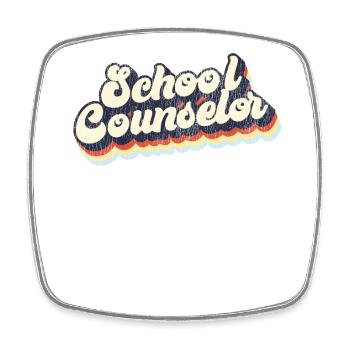 School Counselor Retro Vintage - Square fridge magnet - white - Front