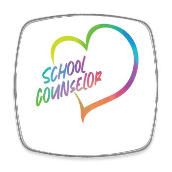 School Counselor Heart Watercolor - Square fridge magnet - white - Front