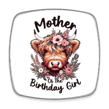 Mère de la fille d’anniversaire - Magnet carré - blanc - Devant