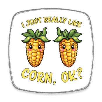 Corn on the cob saying corn funny corn on the cob gift - Square fridge magnet - white - Front