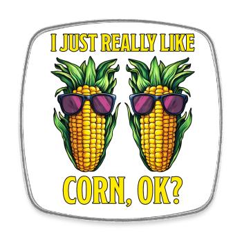 Corn on the cob saying corn funny corn on the cob gift - Square fridge magnet - white - Front