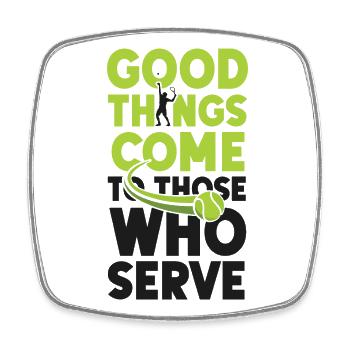 Funny Tennis Player Racket Good - Square fridge magnet - white - Front