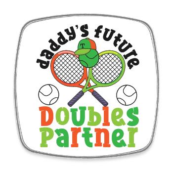 Funny Tennis Player Racket Daddy's - Viereckiger Kühlschrankmagnet - Weiß - Vorne