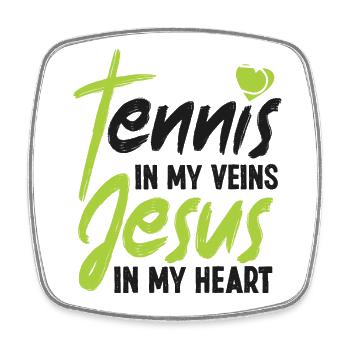 Funny Tennis Player Racket Jesus - Viereckiger Kühlschrankmagnet - Weiß - Vorne