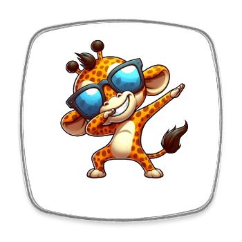 Cool Giraffe Dab Lunettes de soleil Arc-en-ciel - Magnet carré - blanc - Devant