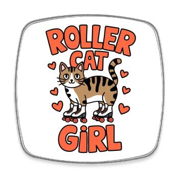 Roller Cat Girl Skating Girl Roller Skates Gift - Magnet carré - blanc - Devant