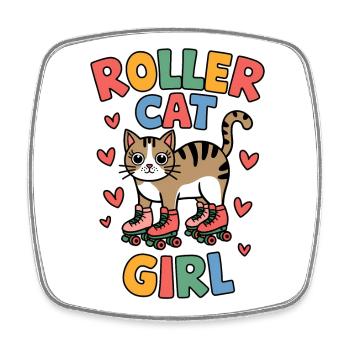 Roller Cat Girl Skating Girl Roller Skates Gift - Magnet carré - blanc - Devant