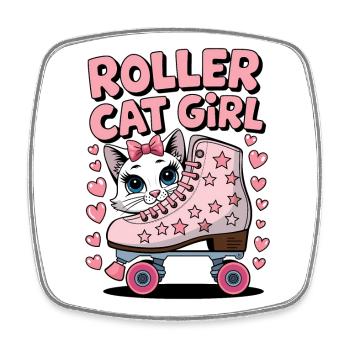 Roller Cat Girl Skating Girl Roller Skates Gift - Magnet carré - blanc - Devant
