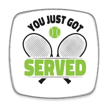 Funny Tennis Player Racket Friends - Square fridge magnet - white - Front