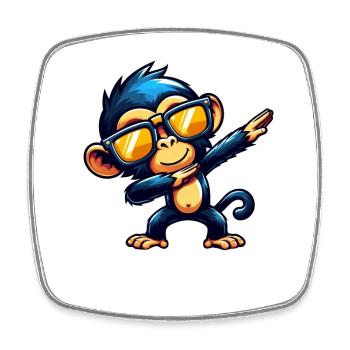 Chimpanzee Dabbing Cool Monkey Dancing - Square fridge magnet - white - Front