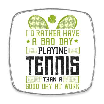 Funny Tennis Player Racket I'd - Viereckiger Kühlschrankmagnet - Weiß - Vorne