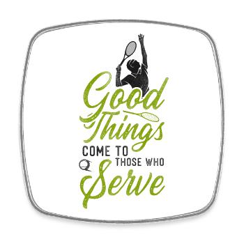 Funny Tennis Player Racket Good - Square fridge magnet - white - Front