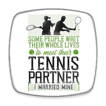 Funny Tennis Player Racket Husband - Square fridge magnet - white - Front