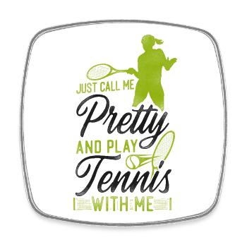 Funny Tennis Player Racket Girl - Square fridge magnet - white - Front