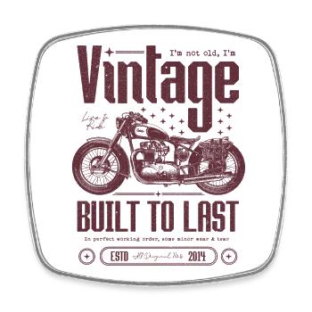 Vintage Motorrad Biker Motorrad Geburtstag 2014 - Viereckiger Kühlschrankmagnet - Weiß - Vorne
