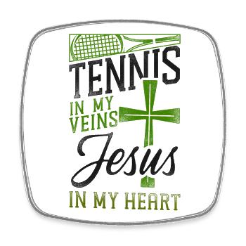 Funny Tennis Player Racket Jesus - Viereckiger Kühlschrankmagnet - Weiß - Vorne