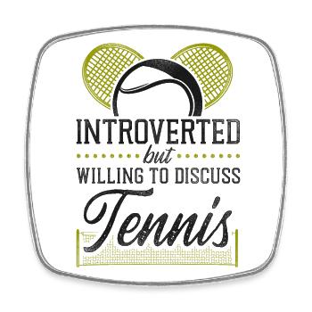 Funny Tennis Player Racket - Viereckiger Kühlschrankmagnet - Weiß - Vorne