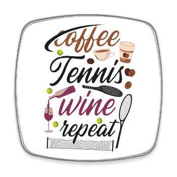 Funny Tennis Player Racket Coffee - Viereckiger Kühlschrankmagnet - Weiß - Vorne