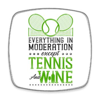Funny Tennis Player Racket Wine - Square fridge magnet - white - Front