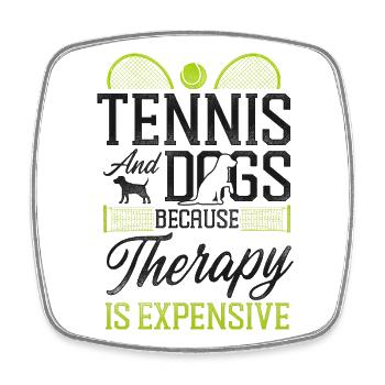 Funny Tennis Player Racket Dog - Viereckiger Kühlschrankmagnet - Weiß - Vorne