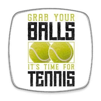 Drôle de joueur de tennis raquette jeu de mots - Magnet carré - blanc - Devant