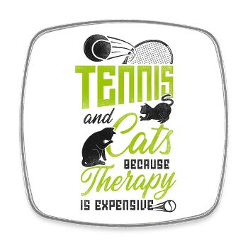 Drôle de joueur de tennis raquette chat - Magnet carré - blanc - Devant