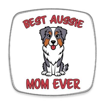 Australian Shepherd Mom Funny Aussie Gift - Square fridge magnet - white - Front