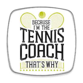 Funny Tennis Player Racket Coach - Viereckiger Kühlschrankmagnet - Weiß - Vorne